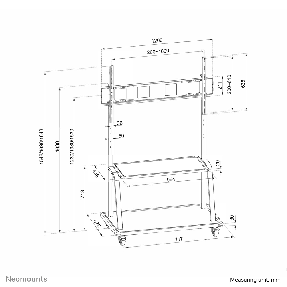 Neomounts NS-M4000BLACK Support au sol pour écran 60-105"